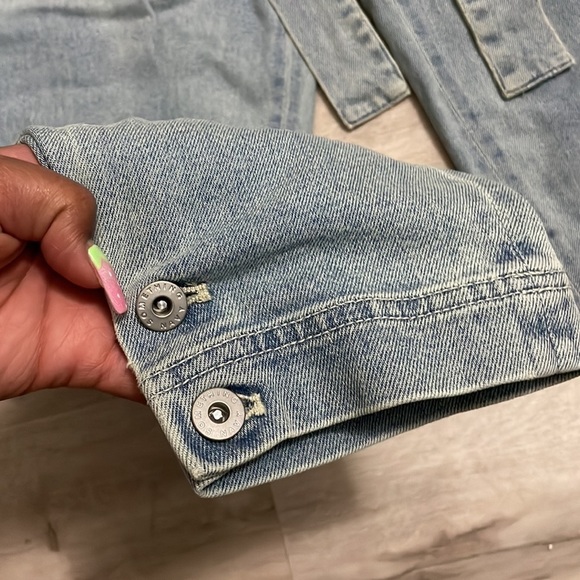 Something Navy Denim Vintage 80s crop top paper bag pant set - Picture 10 of 12